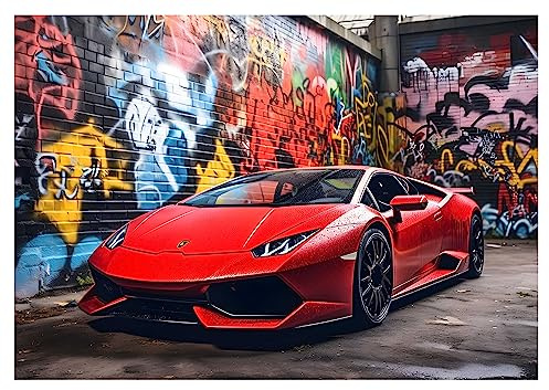 WallArena Vlies Fototapete Auto Sportwagen Gaming Junge Graffiti 208x146 cm | Hochwertige Vliestapete, für Wohnzimmer Schlafzimmer, Vliestapete Wandtapete Tapete 3D Effekt- inkl. Kleister