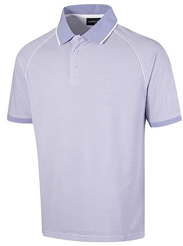 Island GREEN Men's CoolPass Stretch Quick Dry Breathable Polo Shirts, Lilac/White, XL