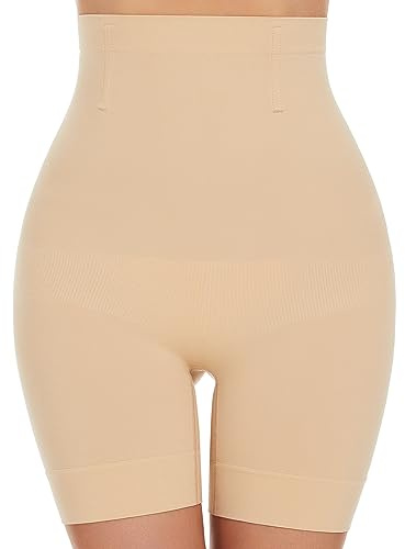 SIMIYA Culotte Gainante Haute Taille pour Femmes Shorty sans Coutures Panty Modelant en Coton sous-Vêtement Sculptant pour Porter sous Une Robe Short Court(Beige,L)