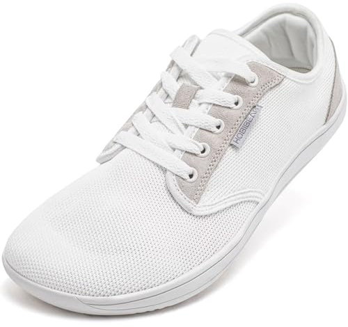 HOBIBEAR Hommes Femmes Chaussures Pieds Nus Barefoot Minimalistes Marche Légère Sneakers(Blanc, EU 38)