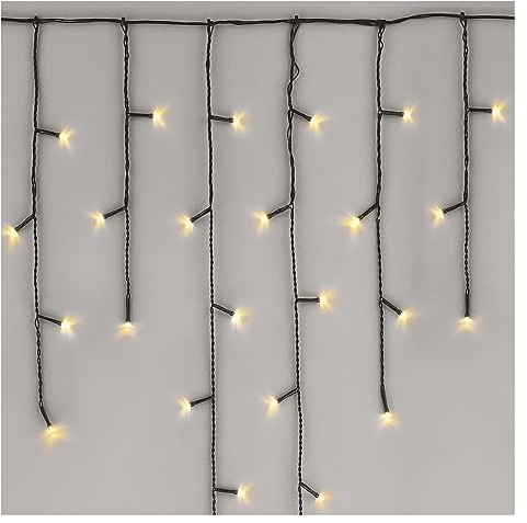 EMOS Connect System 2,5m Eisregen Lichterkette Standard, Weihnachtslichterkette mit 100 LEDs, Erweiterungskomponent C (ohne Verbindungskabel und Adapter), IP44 für Innen und Außen, Warmweiß