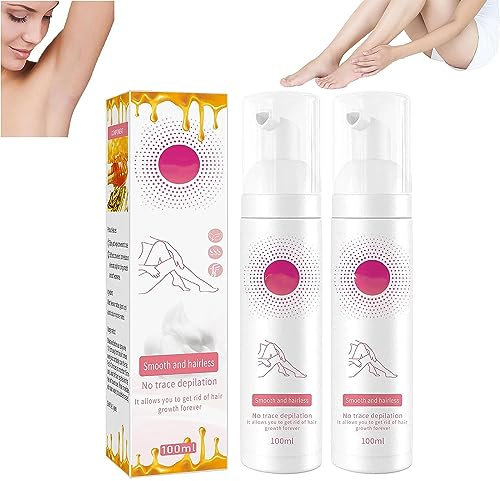 Nihexo Bienenwachs-Haarentfernungsmousse, sanft und hautfreundlich, wirksame Haarentfernungscreme, 100ml-2Pcs