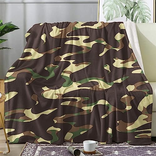 Kuscheldecke Flauschig Camouflage, Decke Fleecedecke 130x160 Militär, Flanell Sofadecke Blanket Kleine, Wolldecke Wohndecke Schlafdecke Winter Warm Weich, Deko Decken für Couch Bed