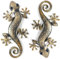 Liffy Gecko Metall Wall Art Decor 2 Pack 15 Zoll - Indoor & Outdoor Eidechse Wandkunst hängende Skulptur für Haus und Garten Dekorationen (Gold Eidechse)