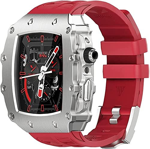 NEYENS Modifikationsset Legierung Gehäuse Gummi Band, Für Apple Watch Band 8 7 45 mm Luxus Upgrade Edelstahl Herren Gehäuse Band, Für iWatch Serie 6 5 4 SE 44 mm, 45 mm, Kunststoff, Achat