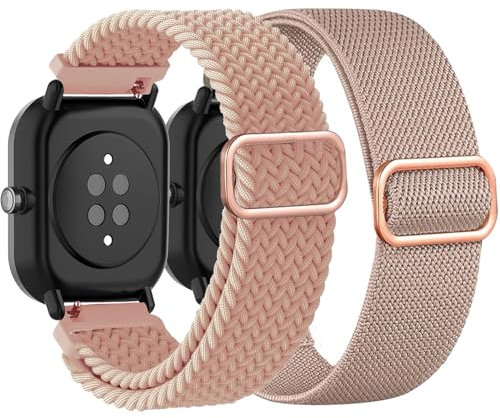 TUCOMO Dehnbares Nylon Armband Kompatibel mit Amazfit GTS 4 Mini/GTS 4/GTS 3/GTS 2 mini/GTS 2e/GTS 2/GTS, Geflochtenes Loop Elastische Armbänder für Amazfit Bip U Pro/Bip 3 Pro/Bip Lite Herren Damen