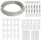 TooTaci 30M 2mm Drahtseil Set, 304 Edelstahl Spanndraht, Stahlseil Ummantelt aus PVC, Stahlseil mit ösen, Seilspanngarnitur, für Lichterkette Hängen, Rankhilfe für Kletterpflanzen,Gardinen