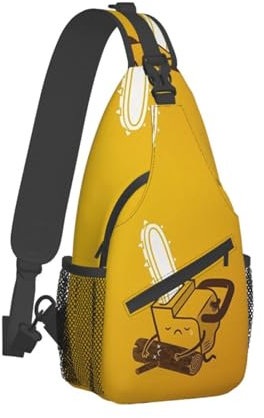 CHANGLEI Cute Crying Chainsaw Mens Crossbody Bag Shoulder Backpack,Print Polyester Sling Chest Bag For Travel Hiking Outdoor Sports