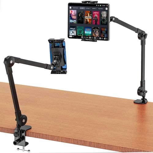 Karoten Soporte Tablet Mesa, con Brazos Metálicos Resistentes, Soporte Tablet Cama Giratorio de 360°, Soporte Tablet y Otros Dispositivos con Pantalla de 4,7-12,9 Pulgadas
