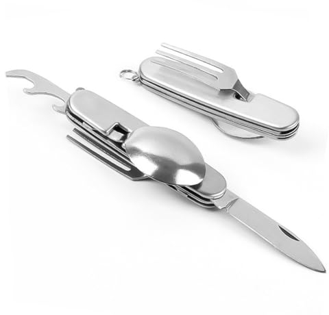 Tomedeks camping besteck,göffel,reisebesteck,Langlebig und korrosionsbeständig, multifunktional und faltbar, geeignet für Camping, Reisen, Picknick, Wandern