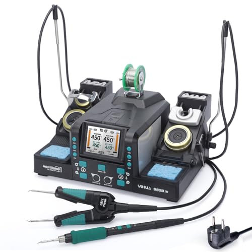 YIHUA 982D-III Stazione Saldante di precisione 2-IN-1 con saldatore C210 e sistema di punte a pinzette calde C120 per lavori di rilavorazione SMD microsaldatura, saldatore a stagno professionale