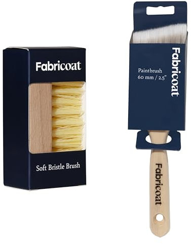 Fabricoat Brush Combo – Cleaning Brush and 60mm/2.5 inch Angled Cutting In Paint Brush – Wooden Handles - Use to Clean and Apply Fabricoat Fabric Paint