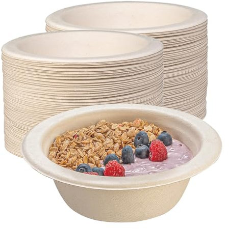 100 Stück Braun Zuckerrohrschalen, 350ml Suppenschalen Zuckerrohr Bagasse Langlebige Wärmeisolierung Langlebige Suppenschalen für Frühling Sommer Grillpartys Picknicks Essen im Freien Versammlungen