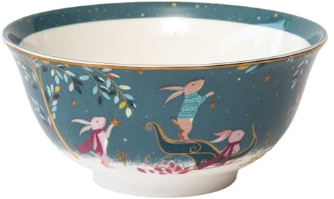 Sara Miller London Woodland Tales Süßigkeitenschale, Kaninchen-Schlitten, Grün