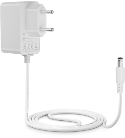 Lonnky 12V 1A DC Alimentation pour caméras de sécurité, CCTV, bandes LED, Appareils audio/vidéo, prise 2,1 mm x 5,5 mm, adaptateur 100-240V AC vers 12V DC, Blanc