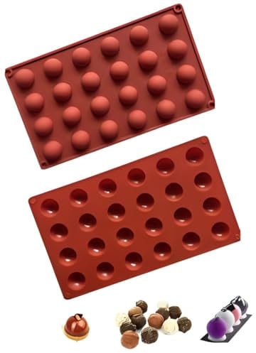 RoseFlower 24-Cavity Semi Sphere Silicone Moulds, Non-Stick Silicone Chocolate Moulds Silicone Cake Moulds for Baking, Silicone Baking Moulds for Making Chocolate, Cake, Jelly, Dome Mousse