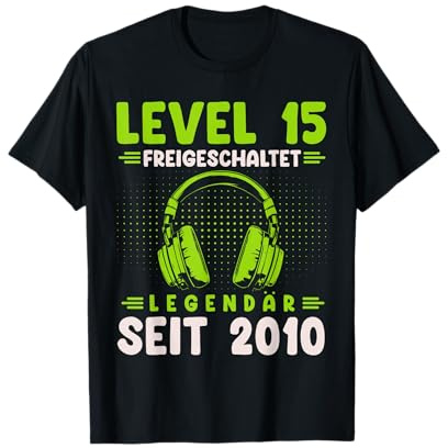 Level 15 Geburtstag Junge Gamer Teenager Deko Jahrgang 2010 T-Shirt