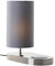 Lightbox Tischlampe mit Wireless Charging & Stoff Lampen-Schirm | 26 cm Höhe, Ø 12 cm | moderne Nachttischleuchte für das Schlafzimmer | E14 | aus Metall/Textil/Eisen in Silberfarben/Grau