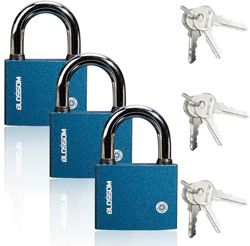 ZOCONE 3 PCS Iron Padlocks with Keys, 32 MM Heavy Duty Iron Padlock with 9 Keys Outdoor Weatherproof Pad Lock, Small Padlocks with Keys for Shed Warehouse Security Office Locker