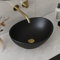 Bathroom Vessel Sink, DeerValley Ceramic Countertop Wash Basin, Oval Porcelain Cloakroom Vanity Sink Bowl Black Art Bathroom Basin - 40 x 33 x 14.5cm