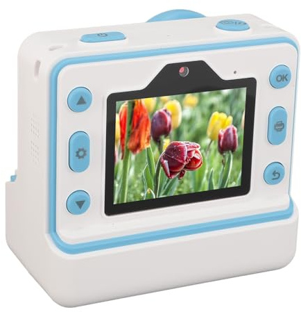 Printkamera 1080P HD 48MP Dual-Lens 2,4 Zoll IPS Bildschirm Sofortbildkamera mit Tinte-Druck, 16x Zoom, Timer, Musikwiedergabe (Blau)