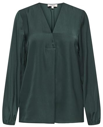 ONLY Damen Onllucy Life Ls Satin V-Neck Top WVN, Pine Grove, XS