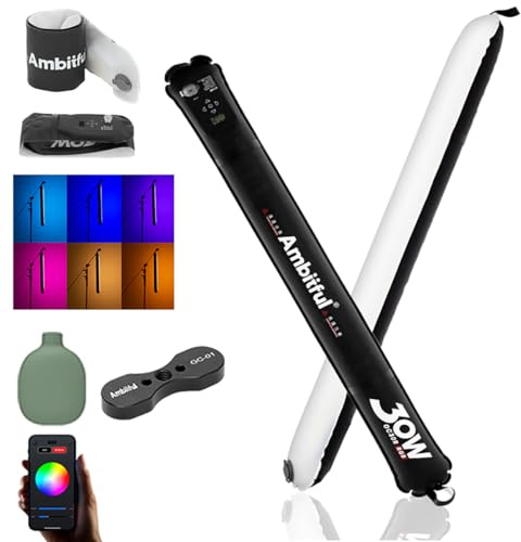Ambitful GC30R 30W RGB Vollfarbe aufblasbares Rohrlicht 2500K-10000K Handheld LED Licht, CRI 95 +, TLCI 96 + für Unterstützung Magnetsaug, wasserdichte Lichtstange LED Beleuchtungsstab