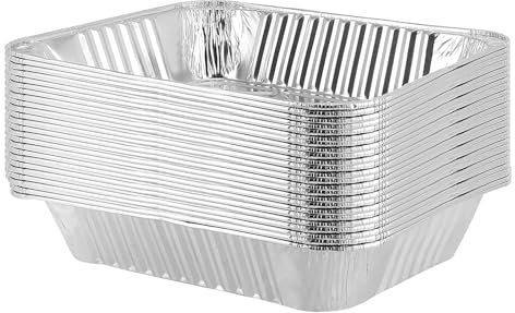 HEIYUET Lot de 20 grands Barquettes en Aluminium de 3500 ml, Récipients jetables en aluminium pour cuisson au four, friture, barbecue