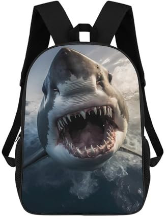 Ocean Shark Backpack for Men Women 17 Inch Laptop Backpack Travel Hiking Daypack
