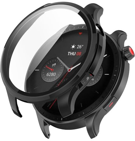 Custodia per Amazfit GTR 4 Pro, Difficile pc Case con Vetro Protettiva per Schermo, Anti-graffio, Anti-polver, Cover per Amazfit GTR 4