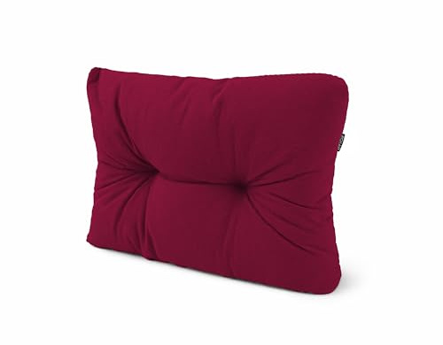 POKAR Coussin Matelassé pour Palettes Euro - 1x Dossier 60cm x 40cm x 12cm, en Mousse formée à Froid, très Confortable, Canapé de Jardin, Intérieur et Extérieur, sans Palette, Rouge Foncé