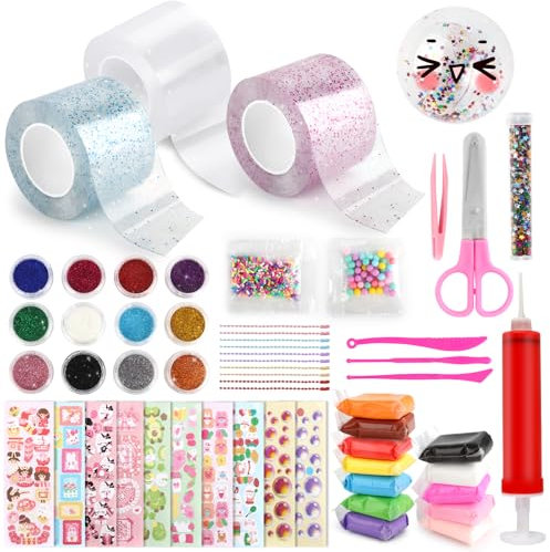 MXTIMWAN Nano Tape Bubbles Set, 56 Stück Doppelseitiges Klebeband Set für Blow Bubbles, DIY Bubble Tape Nano Klebeband mit 3 Rollen Nanoband Doppelseitig für Kinder Jungen Mädchen
