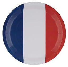 LP Divertissements Lot de 8 assiettes en carton bleu blanc rouge france 22cm
