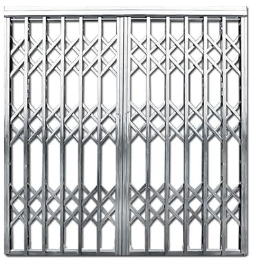 Stainless Steel Security Grille Door - Retractable Foldable Sliding Gate with Double Panels, Burglar-Proof Design for Enhanced Safety in Patio, Balcony, Entryway & Commercial Areas