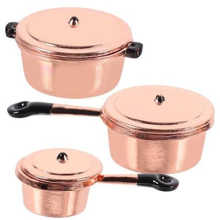 OFFIGAM 1ensemble Casseroles Réalistes pour Accessoires De Cuisine De Maison De Poupée Décoration De Cuisine Miniature Ambiance Chaleureuse