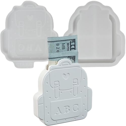 ALEFBET Silikonform Geldgeschenk,Silikonformen Gießformen Geldgeschenk,Silikonform Schulranzen Geldklammer für Studenten,Silikon Gießform Geschenk,Gipsformen zum Gießen S1568