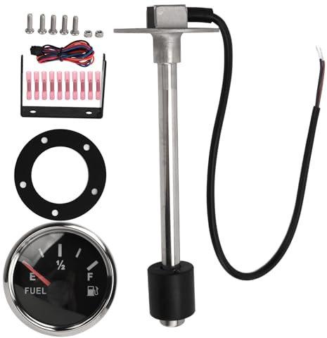 KLLJRFW Fuel Sender Unit with 52mm Fuel Gauge, Stainless Steel Fuel Tank Sending Unit for for Boat Car Truck RV
