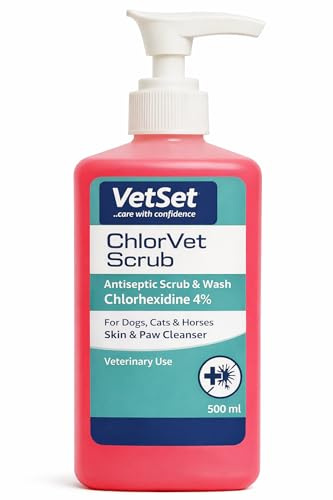 ChlorVet Scrub Chlorhexidine 4% Antiseptic Scrub & Wash for Dogs 500ml | Veterinary antiseptic scrub and wash for skin, paws and minor wounds; suitable for dogs, cats, horses and livestock
