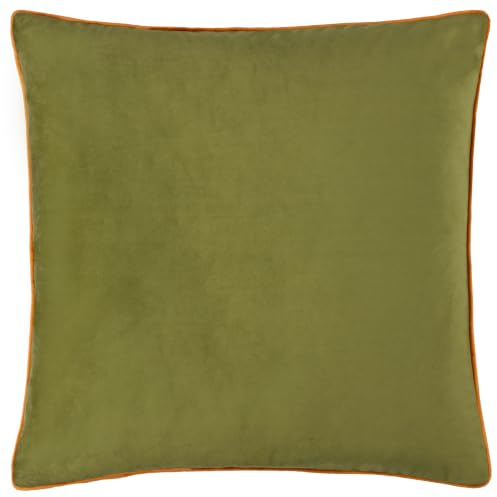 furn. Meridian Feather Filled Cushion (Olive/Ginger - 55 x 55cm) | Soft velvet cushion with contrast piping and feather filling. 55 x 55cm. Ready to style.