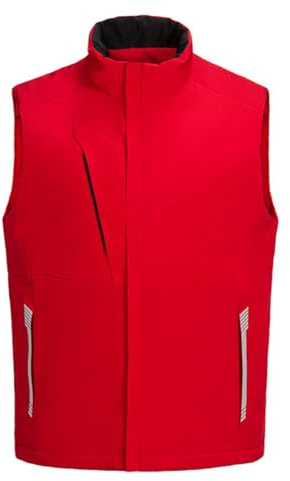 YOUTHUP Men's Windproof Warm Puffer Cotton Vests Stand Collar Waterproof Softshell Gilet Casual Sleeveless Jacket(Red,L)