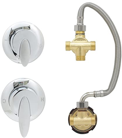 Messing Duscharmatur Wasserhahn G1/2 Umsteller Steuerhahn für Warm- und Kaltwasser Verdeckter Schalter 3-Wege-Split-Gewinde Zubehör Keramikkartusche
