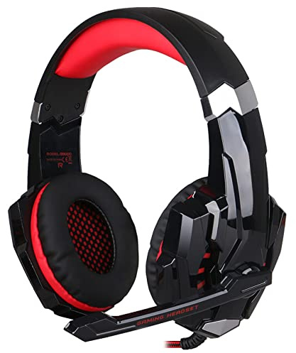 Aumotop G9000 Professional Gaming Headphones with LED Light for Cell Phones Laptop, Noise Canceling Headphones for Gamers, Black-Red (black & red)