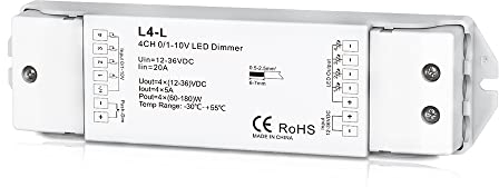 4 Channel 0/1-10V LED Dimming Controller 4CH 5A/CH Smooth Dimming without any flickering 12-36VDC