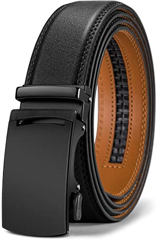 BULLIANT Gürtel Herren, Gürtel Ratsche Ledergürtel Automatikschließe für Herren Anzug Business Kleidung,Breit 35mm,Größe Angepasst(Schwarz-125cm/36-42 taille verstellbar)