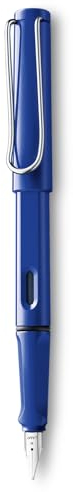 LAMY safari blue - Fountain Pen with ergonomic grip & polished Left-Handed steel nib (LH) in size M - ideal for any Writing & Calligraphy - including LAMY T 10 blue cartridge