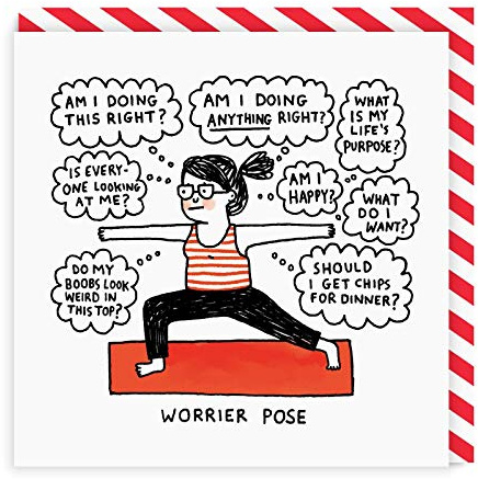 Ohh Deer Worrier Pose Square Greeting Card (One Size) (Red/White/Black)