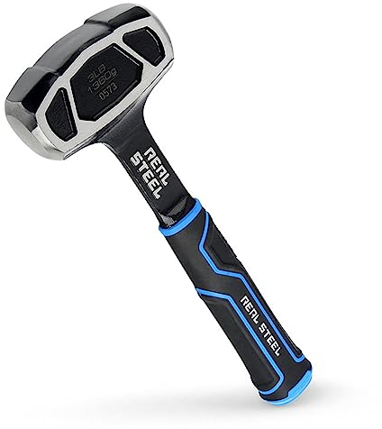 Real Steel 0573 Ultra One Piece Steel Drilling Sledge Hammer with Shock Reduction Rubber Grip, 3-Pound
