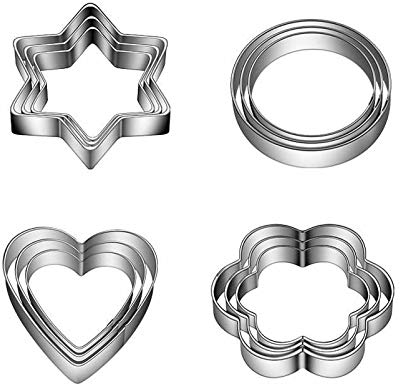 YSJJZRL Mini emporte-pièces de pâtisserie, 12 pcs emporte-pièces en acier inoxydable coeur étoile cercle fleur en forme de moule rond/gadgets de cuisine/moules de cuisson
