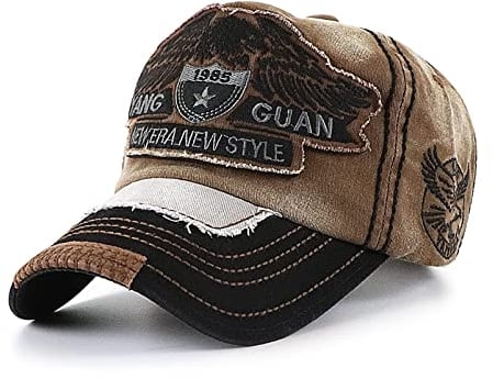 CHENNUO Vintage Basecap Distressed Snapback Caps Trucker Hat Baumwolle Baseball Cap Freizeit Outdoor Kappe Unisex (Braun-1)