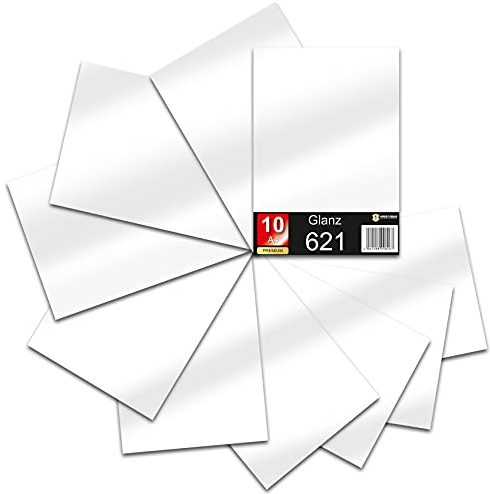 Din A4 Bogen 30x21cm 621/631 Plotterfolie Folie Vinyl Autofolie (010 Weiß, 10er Set 621 Glanz)